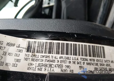 2008 Jeep Grand Cherokee Laredo z USA, uszkodzony, nr VIN 1J8GR48K38C147059